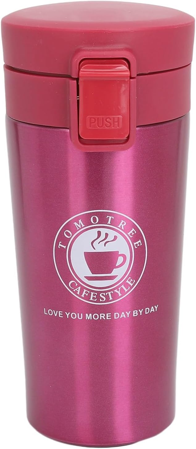 Insulated Coffee Cup Stainless Steel Vacuum Flask with Flip Lid for Travel Work Car Keeps Hot Leak Proof Portable (380ml)