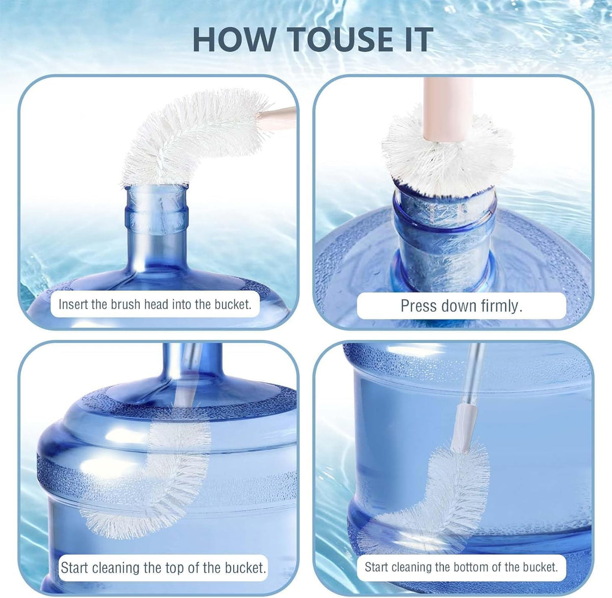 2-Pack Bucket Brush, Kettle Brush, Cleaning Extra Long Bottles, Gallon Jug Cleaner, Water Bottle Cleaner, Stainless Steel，Multi-Scenario