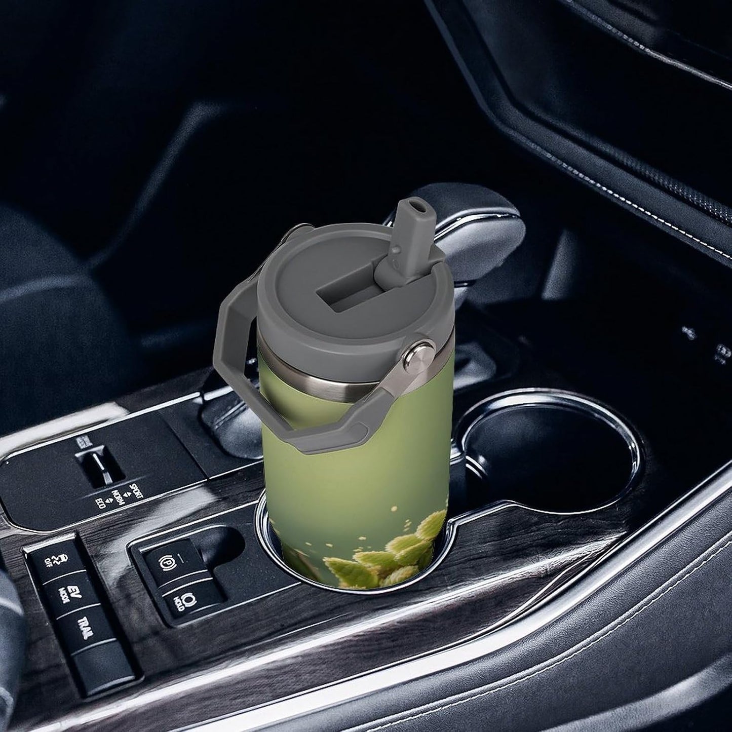 30oz Stainless Steel Tumbler with Lid and Straw Pine Tree Buds Print Double Wall Vacuum Insulated Travel Coffee Mug for Car Cup Holder, Large Capacity Water Bottle for Office, Outdoor, Home