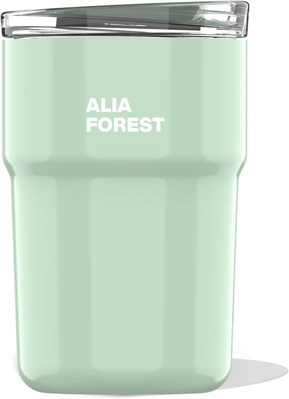 12 oz Coffee Mug with Lid, for Cold & Hot Drinks, Vacuum Insulated Stainless Steel Coffee Tumbler for Cold & Hot Drinks, Reusable Double-Wall, BPA-Free, Seafoam Green (NO.2)