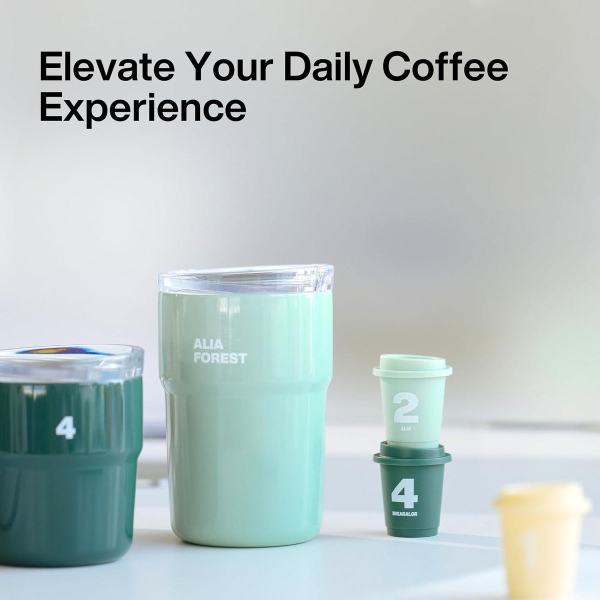 12 oz Coffee Mug with Lid, for Cold & Hot Drinks, Vacuum Insulated Stainless Steel Coffee Tumbler for Cold & Hot Drinks, Reusable Double-Wall, BPA-Free, Seafoam Green (NO.2)