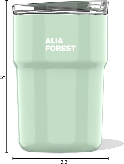 12 oz Coffee Mug with Lid, for Cold & Hot Drinks, Vacuum Insulated Stainless Steel Coffee Tumbler for Cold & Hot Drinks, Reusable Double-Wall, BPA-Free, Seafoam Green (NO.2)