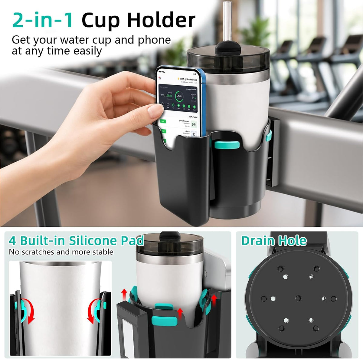 2-in-1 Magnetic Cup Holder with Phone Holder for Tractor Truck