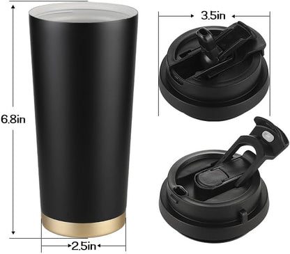 Coffee Travel Mug with Flip Lid, 16oz Insulated Tumbler Cup with Ceramic Coating, Double Wall Vacuum Leak-Proof Tumbler for Office School Party Camping
