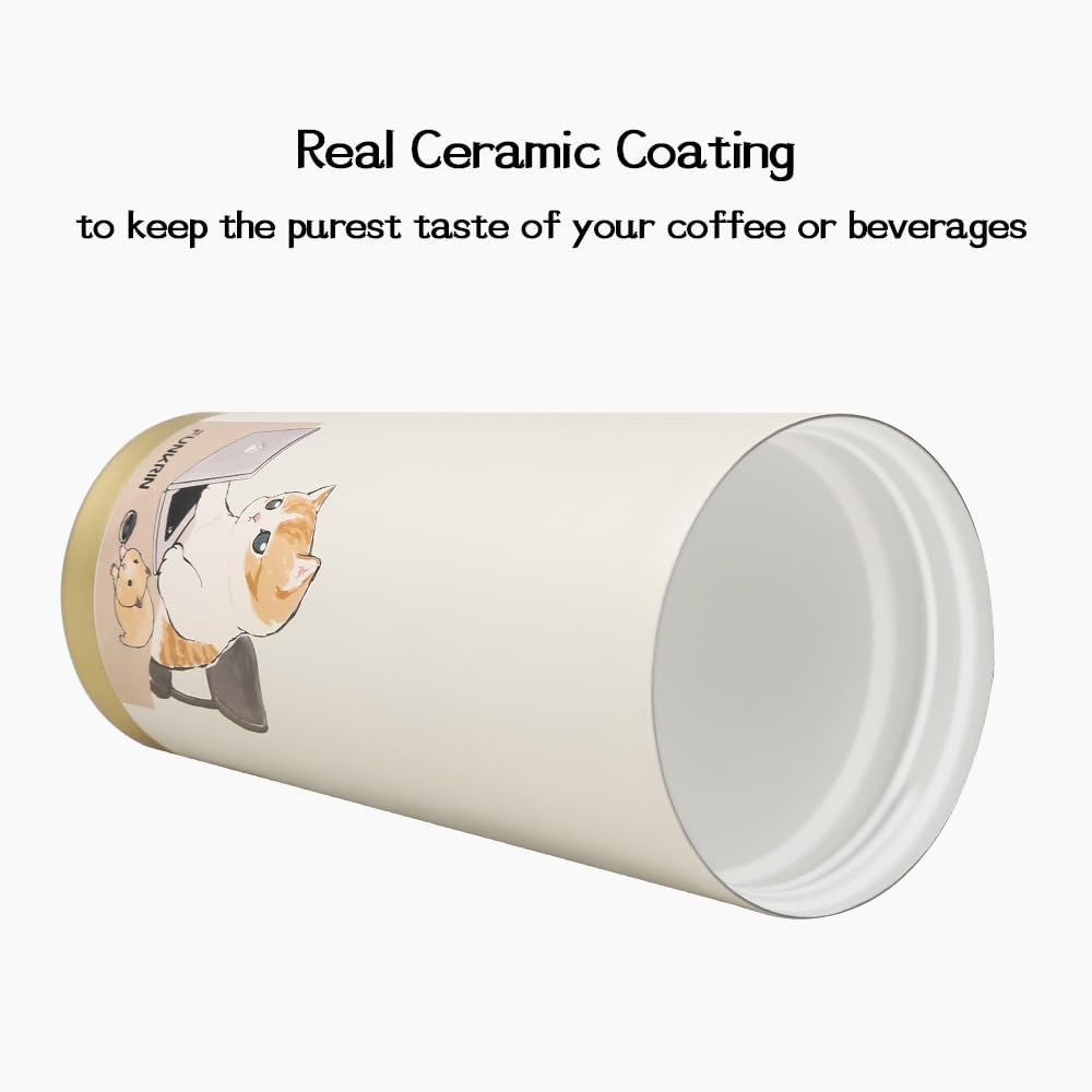 Coffee Travel Mug with Flip Lid, 16oz Insulated Tumbler Cup with Ceramic Coating, Double Wall Vacuum Leak-Proof Tumbler for Office School Party Camping