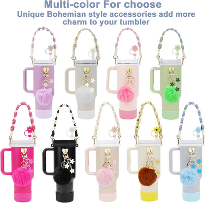 3tyto 13 Pcs Stanley Cup Accessories Set Including Water Bottle Handle Strap, Siliocne Stanley Cup Boot, Siliocne Straw Cover, Stanley Charms for Stanleys Cup 40oz & 30oz Tumbler
