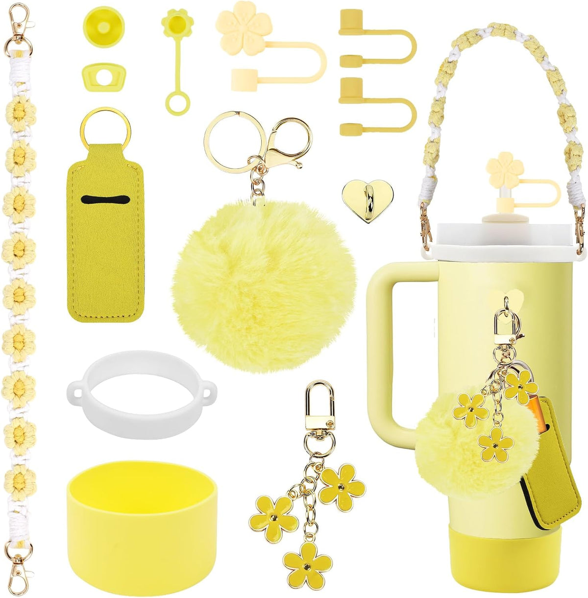 3tyto 13 Pcs Stanley Cup Accessories Set Including Water Bottle Handle Strap, Siliocne Stanley Cup Boot, Siliocne Straw Cover, Stanley Charms for Stanleys Cup 40oz & 30oz Tumbler