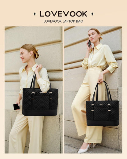 Lunch Tote Bag for Women, 15.6 Inch Laptop Work Bag With Lunch Compartment & Large Cup Holder, Lightweight Work Briefcase for Travel, Bussiness, Teacher