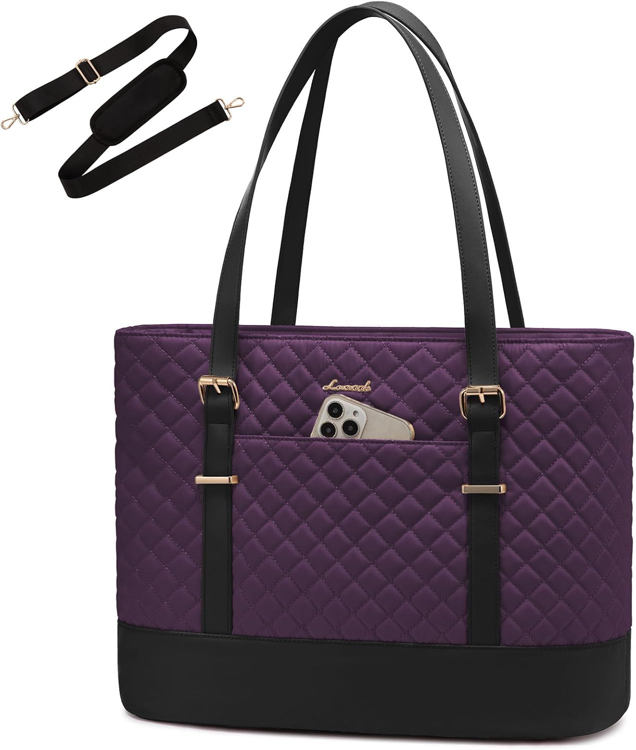 Lunch Tote Bag for Women, 15.6 Inch Laptop Work Bag With Lunch Compartment & Large Cup Holder, Lightweight Work Briefcase for Travel, Bussiness, Teacher