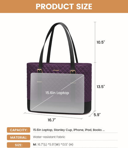Lunch Tote Bag for Women, 15.6 Inch Laptop Work Bag With Lunch Compartment & Large Cup Holder, Lightweight Work Briefcase for Travel, Bussiness, Teacher