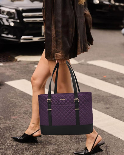 Lunch Tote Bag for Women, 15.6 Inch Laptop Work Bag With Lunch Compartment & Large Cup Holder, Lightweight Work Briefcase for Travel, Bussiness, Teacher
