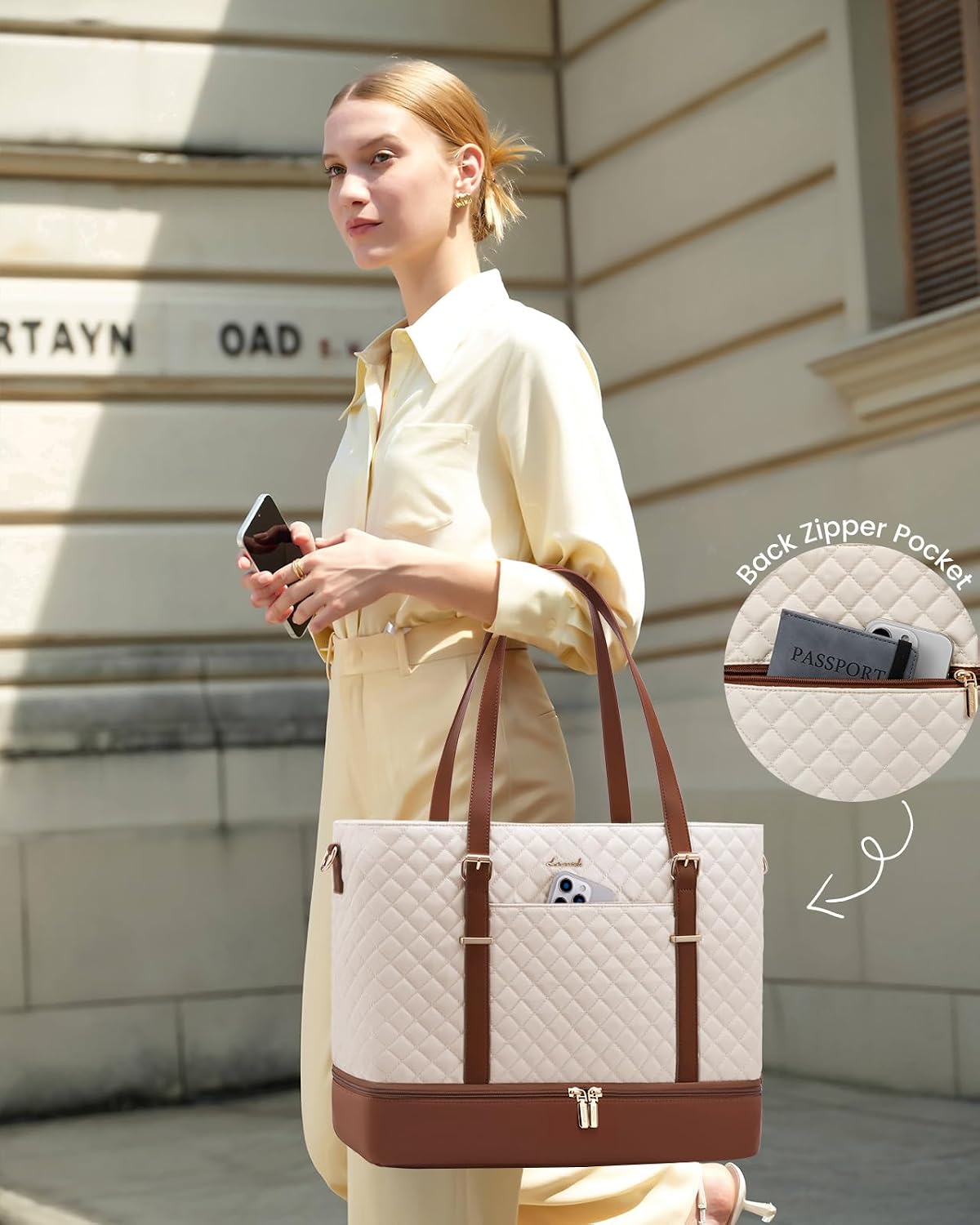 Lunch Tote Bag for Women, 15.6 Inch Laptop Work Bag With Lunch Compartment & Large Cup Holder, Lightweight Work Briefcase for Travel, Bussiness, Teacher