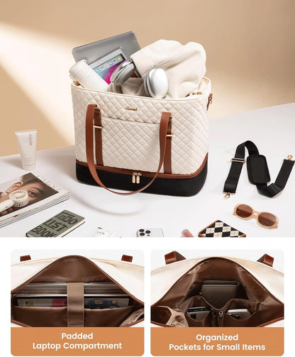 Lunch Tote Bag for Women, 15.6 Inch Laptop Work Bag With Lunch Compartment & Large Cup Holder, Lightweight Work Briefcase for Travel, Bussiness, Teacher