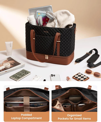 Lunch Tote Bag for Women, 15.6 Inch Laptop Work Bag With Lunch Compartment & Large Cup Holder, Lightweight Work Briefcase for Travel, Bussiness, Teacher