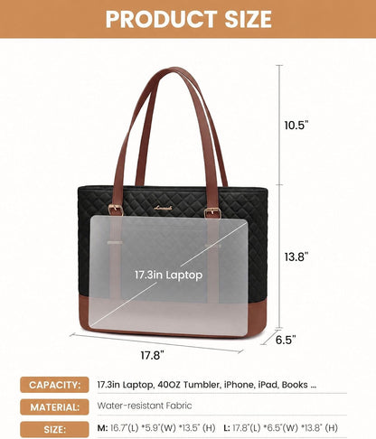 Lunch Tote Bag for Women, 15.6 Inch Laptop Work Bag With Lunch Compartment & Large Cup Holder, Lightweight Work Briefcase for Travel, Bussiness, Teacher