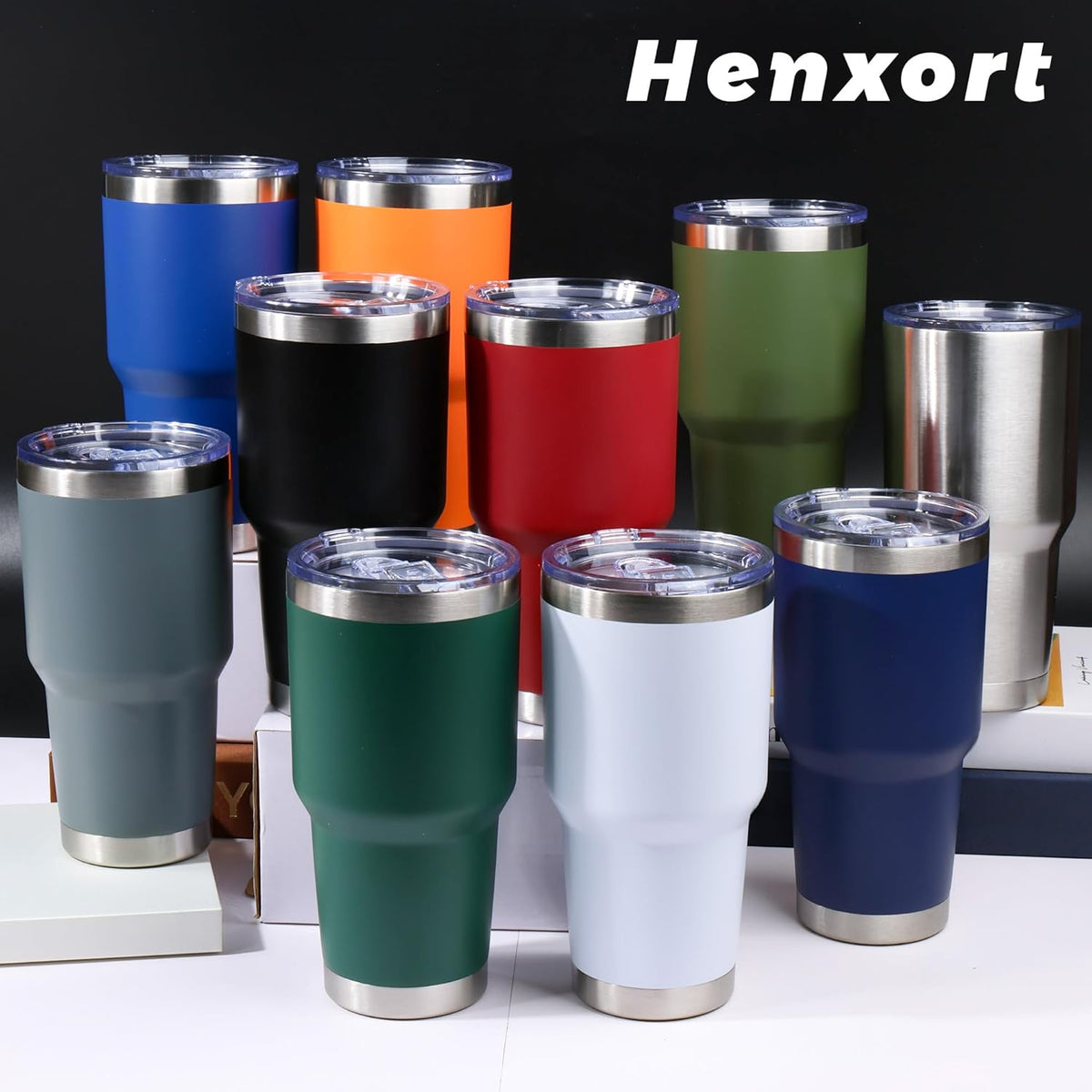 30oz Stainless Steel Tumbler with Lid, Double Wall Vacuum Insulated Powder Coated Travel Mug, Stainless Steel, 1 Pack