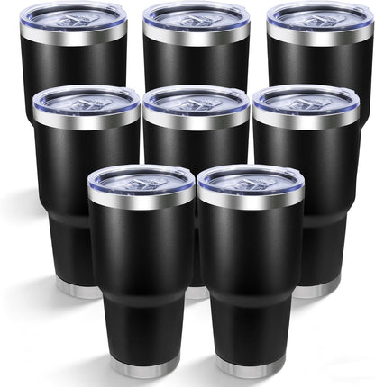 30oz Stainless Steel Tumbler with Lid, Double Wall Vacuum Insulated Powder Coated Travel Mug, Stainless Steel, 1 Pack