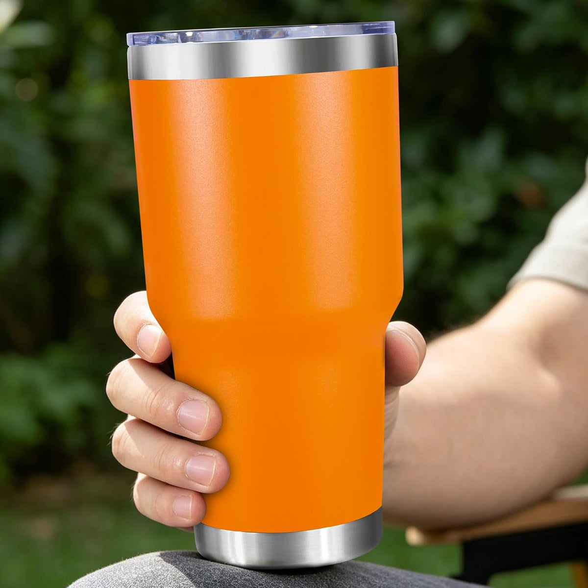 30oz Stainless Steel Tumbler with Lid, Double Wall Vacuum Insulated Powder Coated Travel Mug, Stainless Steel, 1 Pack