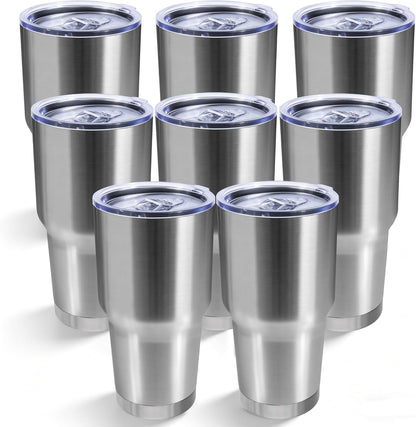 30oz Stainless Steel Tumbler with Lid, Double Wall Vacuum Insulated Powder Coated Travel Mug, Stainless Steel, 1 Pack