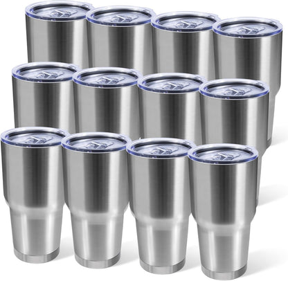 30oz Stainless Steel Tumbler with Lid, Double Wall Vacuum Insulated Powder Coated Travel Mug, Stainless Steel, 1 Pack