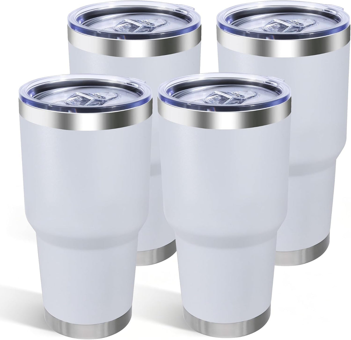 30oz Stainless Steel Tumbler with Lid, Double Wall Vacuum Insulated Powder Coated Travel Mug, Stainless Steel, 1 Pack