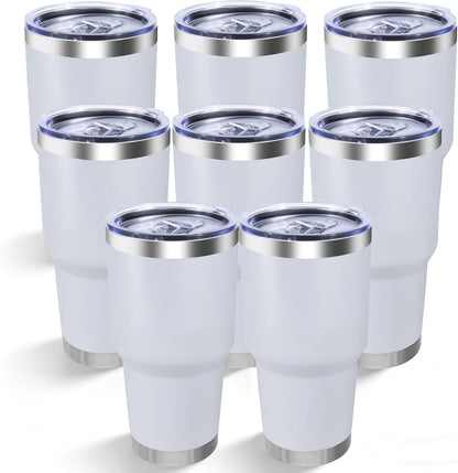 30oz Stainless Steel Tumbler with Lid, Double Wall Vacuum Insulated Powder Coated Travel Mug, Stainless Steel, 1 Pack