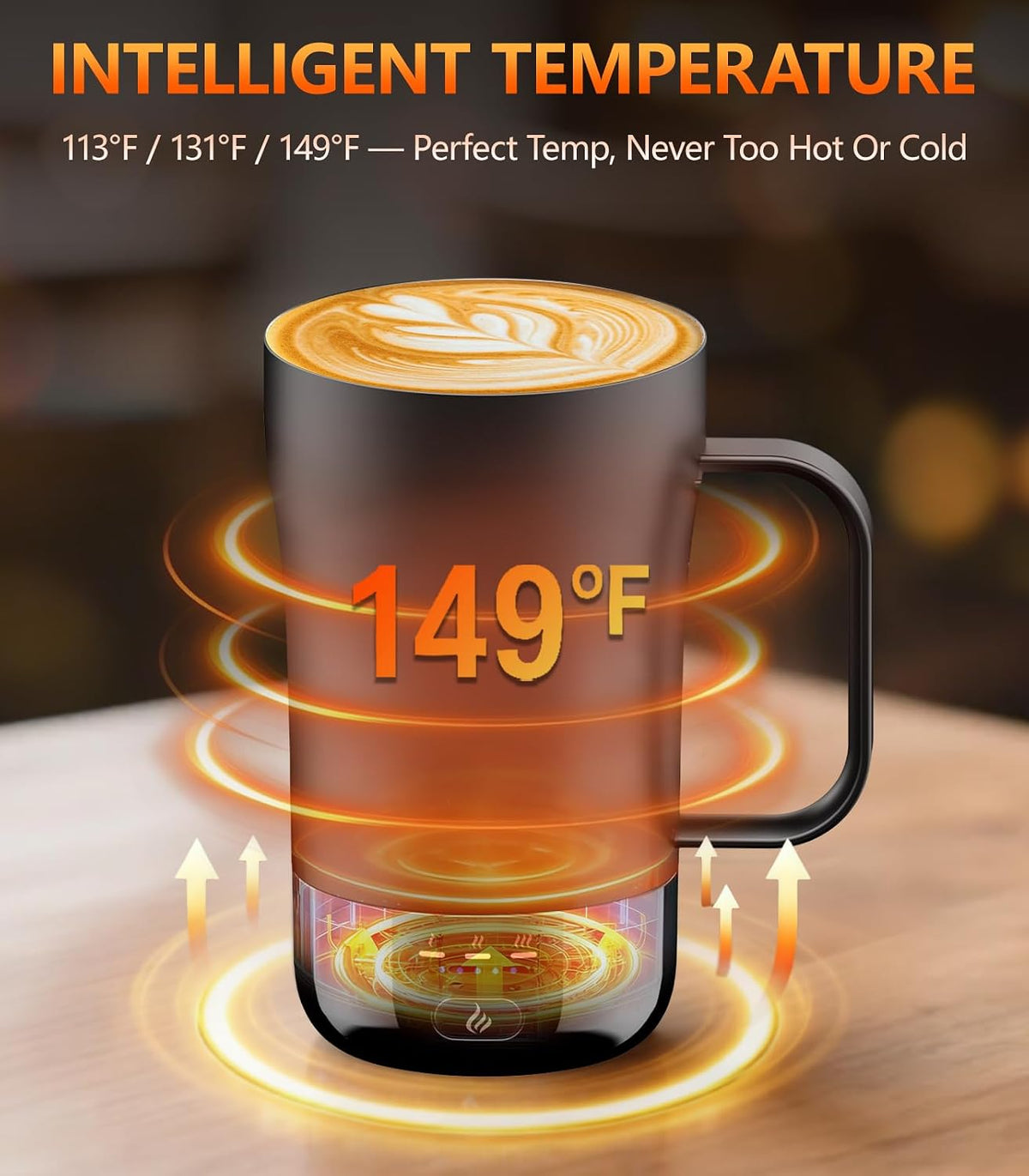 Self-Heating Coffee Mug, 14oz Heated Coffee Mug - Rechargeable Temperature Control Coffee Mug Keep Coffee Hot, Smart Mug Great Gift for Coffee Lovers & Slow Sippers