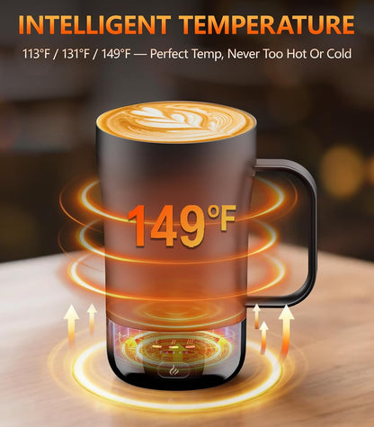 Self-Heating Coffee Mug, 14oz Heated Coffee Mug - Rechargeable Temperature Control Coffee Mug Keep Coffee Hot, Smart Mug Great Gift for Coffee Lovers & Slow Sippers