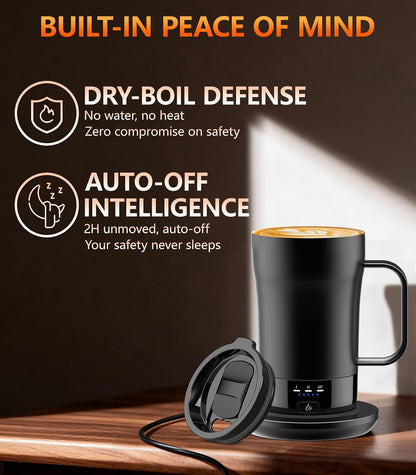 Self-Heating Coffee Mug, 14oz Heated Coffee Mug - Rechargeable Temperature Control Coffee Mug Keep Coffee Hot, Smart Mug Great Gift for Coffee Lovers & Slow Sippers
