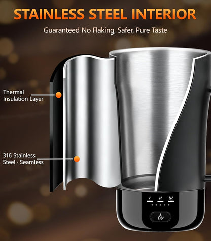 Self-Heating Coffee Mug, 14oz Heated Coffee Mug - Rechargeable Temperature Control Coffee Mug Keep Coffee Hot, Smart Mug Great Gift for Coffee Lovers & Slow Sippers