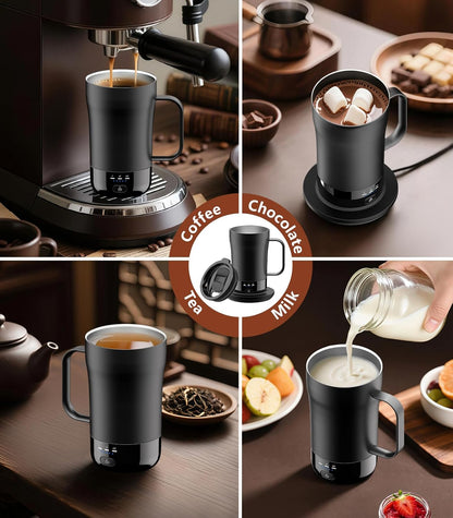 Self-Heating Coffee Mug, 14oz Heated Coffee Mug - Rechargeable Temperature Control Coffee Mug Keep Coffee Hot, Smart Mug Great Gift for Coffee Lovers & Slow Sippers