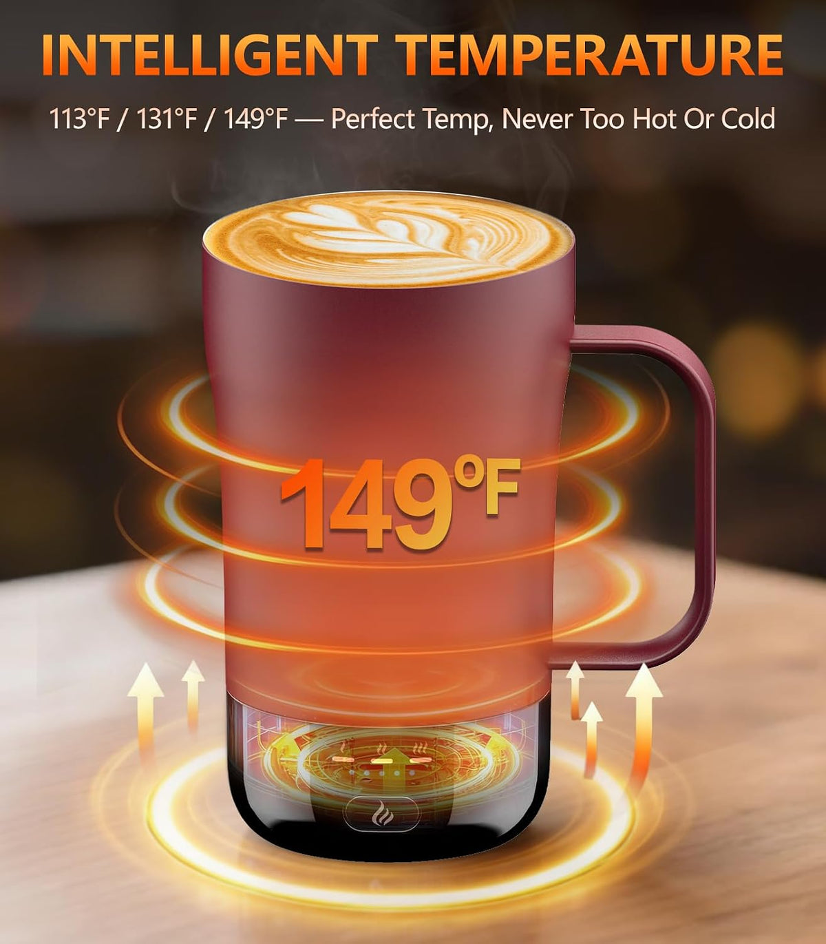 Self-Heating Coffee Mug, 14oz Heated Coffee Mug - Rechargeable Temperature Control Coffee Mug Keep Coffee Hot, Smart Mug Great Gift for Coffee Lovers & Slow Sippers