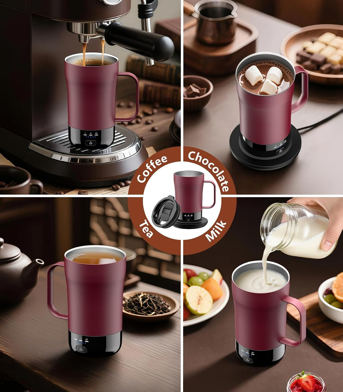 Self-Heating Coffee Mug, 14oz Heated Coffee Mug - Rechargeable Temperature Control Coffee Mug Keep Coffee Hot, Smart Mug Great Gift for Coffee Lovers & Slow Sippers