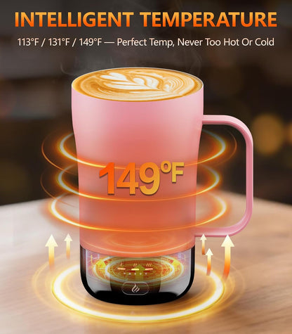 Self-Heating Coffee Mug, 14oz Heated Coffee Mug - Rechargeable Temperature Control Coffee Mug Keep Coffee Hot, Smart Mug Great Gift for Coffee Lovers & Slow Sippers