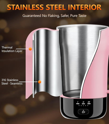 Self-Heating Coffee Mug, 14oz Heated Coffee Mug - Rechargeable Temperature Control Coffee Mug Keep Coffee Hot, Smart Mug Great Gift for Coffee Lovers & Slow Sippers