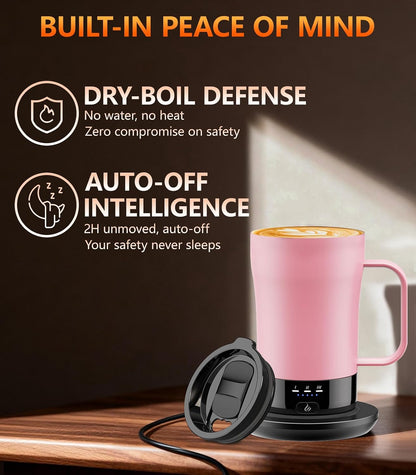 Self-Heating Coffee Mug, 14oz Heated Coffee Mug - Rechargeable Temperature Control Coffee Mug Keep Coffee Hot, Smart Mug Great Gift for Coffee Lovers & Slow Sippers