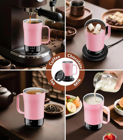 Self-Heating Coffee Mug, 14oz Heated Coffee Mug - Rechargeable Temperature Control Coffee Mug Keep Coffee Hot, Smart Mug Great Gift for Coffee Lovers & Slow Sippers