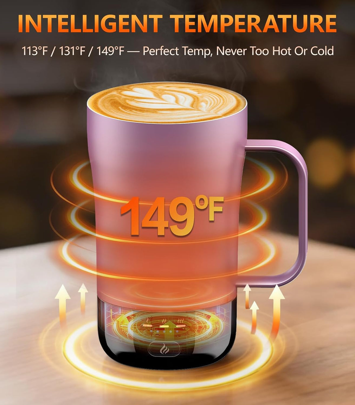 Self-Heating Coffee Mug, 14oz Heated Coffee Mug - Rechargeable Temperature Control Coffee Mug Keep Coffee Hot, Smart Mug Great Gift for Coffee Lovers & Slow Sippers