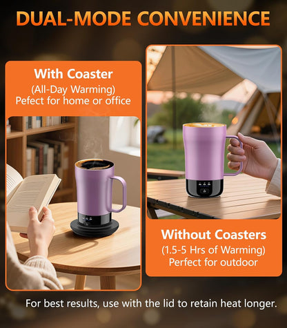 Self-Heating Coffee Mug, 14oz Heated Coffee Mug - Rechargeable Temperature Control Coffee Mug Keep Coffee Hot, Smart Mug Great Gift for Coffee Lovers & Slow Sippers
