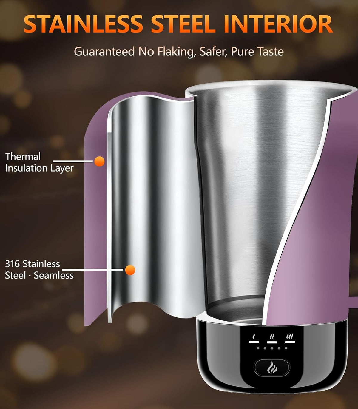 Self-Heating Coffee Mug, 14oz Heated Coffee Mug - Rechargeable Temperature Control Coffee Mug Keep Coffee Hot, Smart Mug Great Gift for Coffee Lovers & Slow Sippers