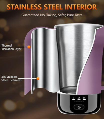 Self-Heating Coffee Mug, 14oz Heated Coffee Mug - Rechargeable Temperature Control Coffee Mug Keep Coffee Hot, Smart Mug Great Gift for Coffee Lovers & Slow Sippers