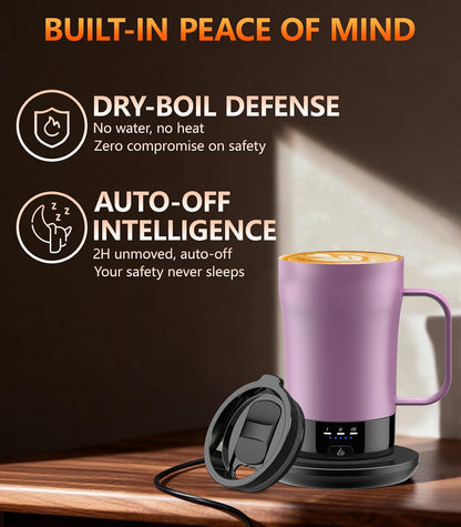 Self-Heating Coffee Mug, 14oz Heated Coffee Mug - Rechargeable Temperature Control Coffee Mug Keep Coffee Hot, Smart Mug Great Gift for Coffee Lovers & Slow Sippers
