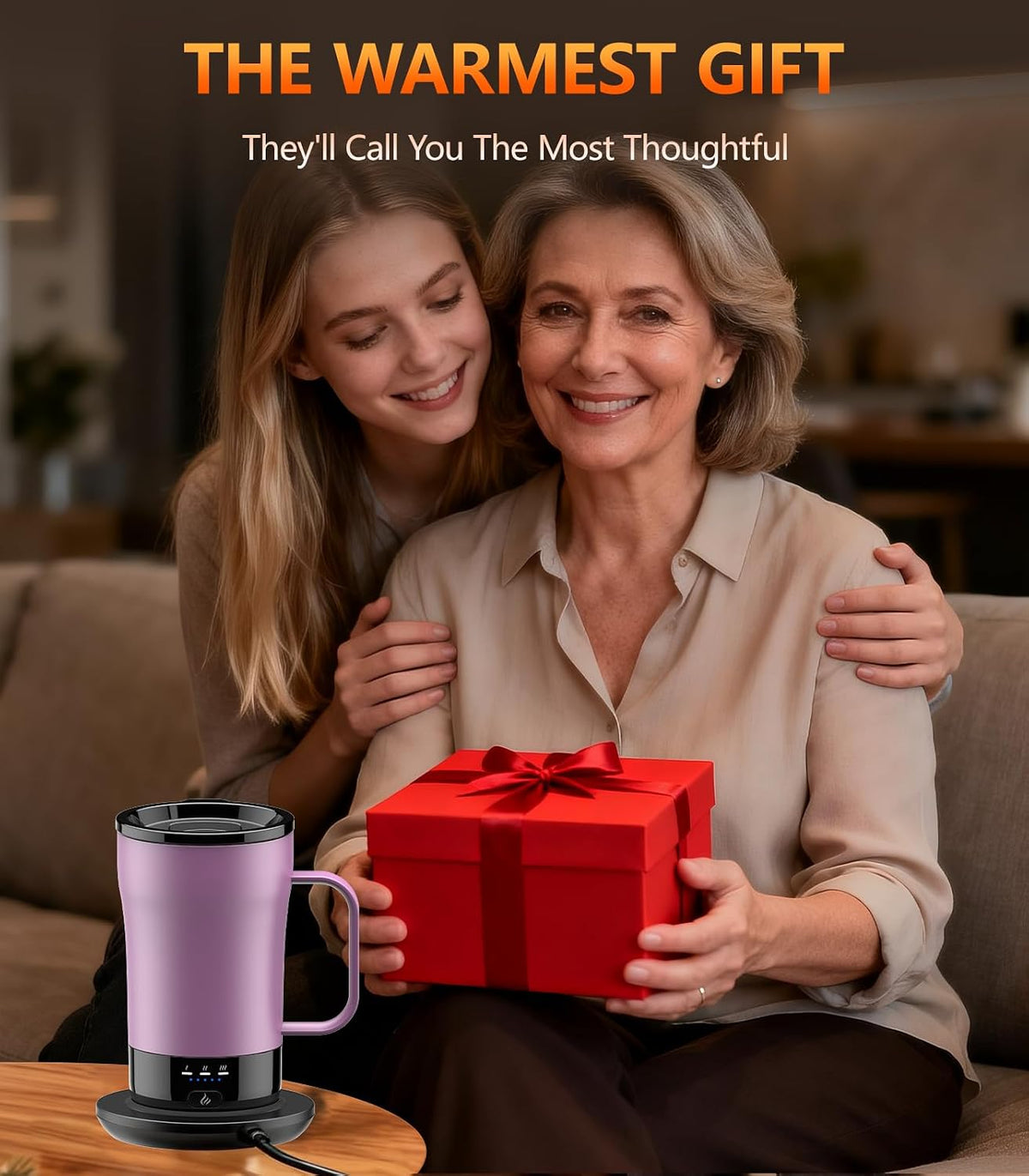 Self-Heating Coffee Mug, 14oz Heated Coffee Mug - Rechargeable Temperature Control Coffee Mug Keep Coffee Hot, Smart Mug Great Gift for Coffee Lovers & Slow Sippers