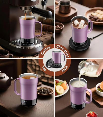 Self-Heating Coffee Mug, 14oz Heated Coffee Mug - Rechargeable Temperature Control Coffee Mug Keep Coffee Hot, Smart Mug Great Gift for Coffee Lovers & Slow Sippers