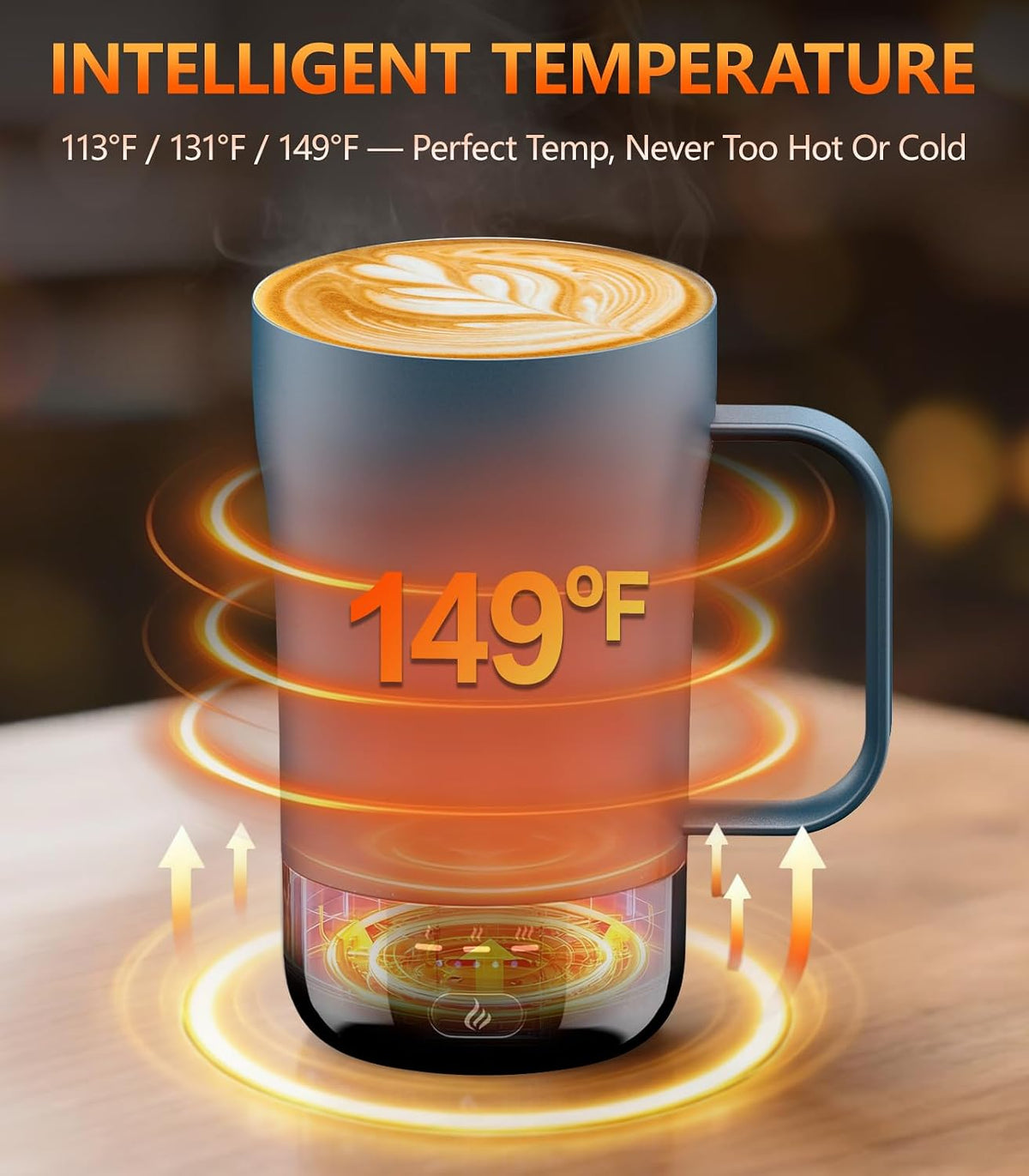 Self-Heating Coffee Mug, 14oz Heated Coffee Mug - Rechargeable Temperature Control Coffee Mug Keep Coffee Hot, Smart Mug Great Gift for Coffee Lovers & Slow Sippers