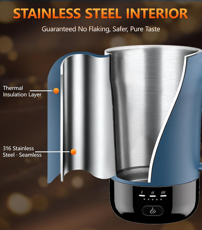 Self-Heating Coffee Mug, 14oz Heated Coffee Mug - Rechargeable Temperature Control Coffee Mug Keep Coffee Hot, Smart Mug Great Gift for Coffee Lovers & Slow Sippers