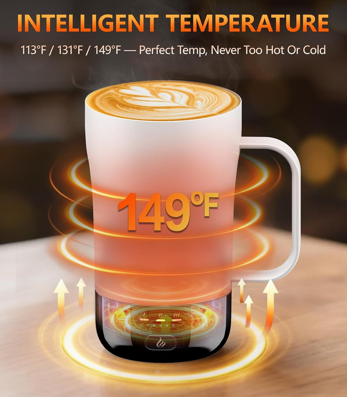 Self-Heating Coffee Mug, 14oz Heated Coffee Mug - Rechargeable Temperature Control Coffee Mug Keep Coffee Hot, Smart Mug Great Gift for Coffee Lovers & Slow Sippers