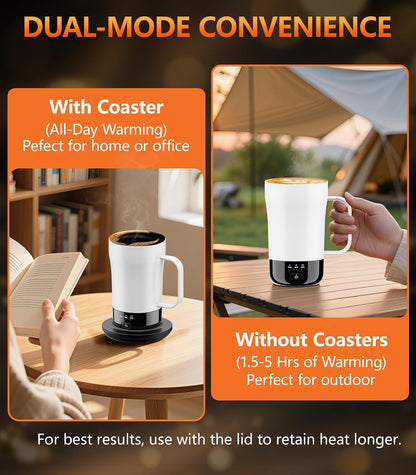 Self-Heating Coffee Mug, 14oz Heated Coffee Mug - Rechargeable Temperature Control Coffee Mug Keep Coffee Hot, Smart Mug Great Gift for Coffee Lovers & Slow Sippers