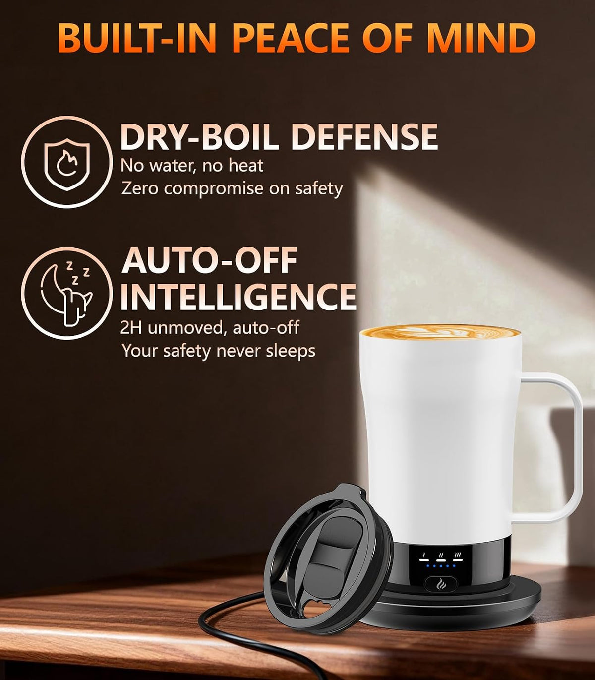 Self-Heating Coffee Mug, 14oz Heated Coffee Mug - Rechargeable Temperature Control Coffee Mug Keep Coffee Hot, Smart Mug Great Gift for Coffee Lovers & Slow Sippers