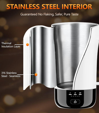 Self-Heating Coffee Mug, 14oz Heated Coffee Mug - Rechargeable Temperature Control Coffee Mug Keep Coffee Hot, Smart Mug Great Gift for Coffee Lovers & Slow Sippers